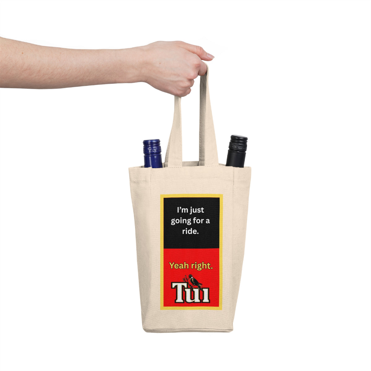 Tote Bag — "I’m Just Going for a Ride. Yeah Right." Wine Tote