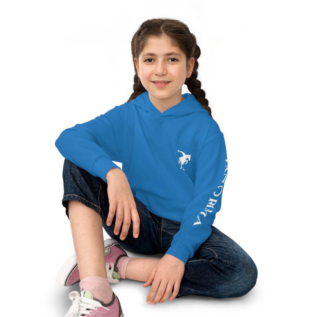 Copy of Children's Equestrian Hoodie — Blue Panorama Equestrian Logo Kids Pullover
