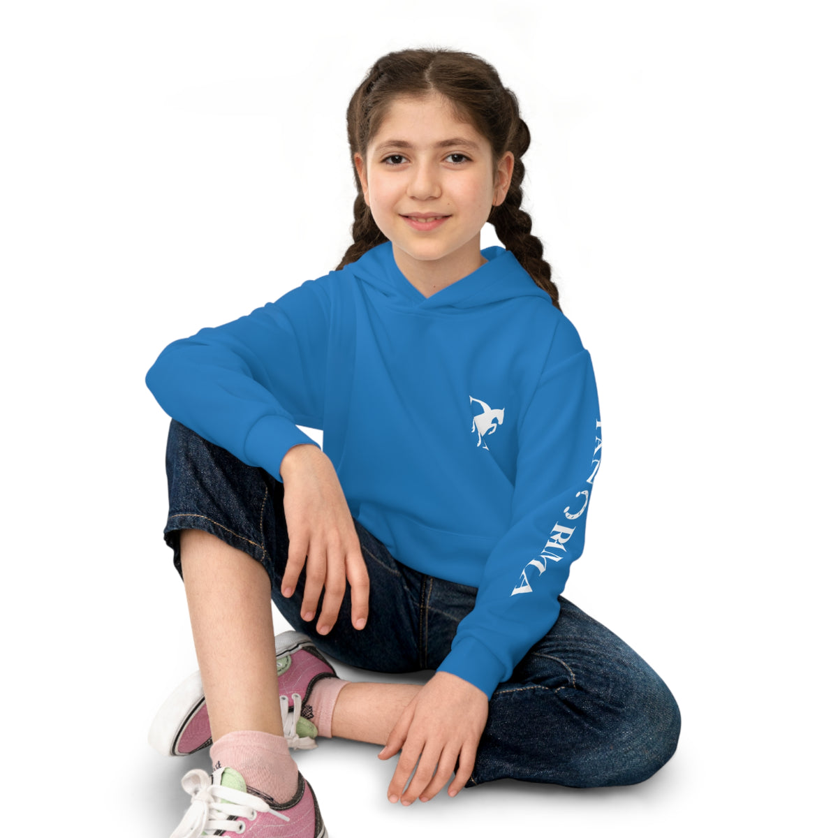 Copy of Children's Equestrian Hoodie — Blue Panorama Equestrian Logo Kids Pullover