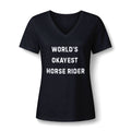 V-Neck Tee — "World's Okayest Horse Rider" Funny Equestrian Shirt